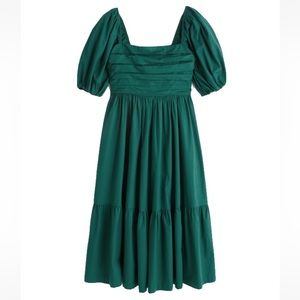 Abercrombie green puff sleeved midi dress
